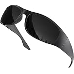 grinderPUNCH Super Dark CAT 4 Sunglasses Polarized Blackout Lenses for Light Sensitivity & Migraine Relief Wrap Around - Gloss/Black Superdark