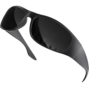 grinderPUNCH Schwarze, super dunkle Herren-Sonnenbrille – schlanker Wrap-Around-Gangster-Stil