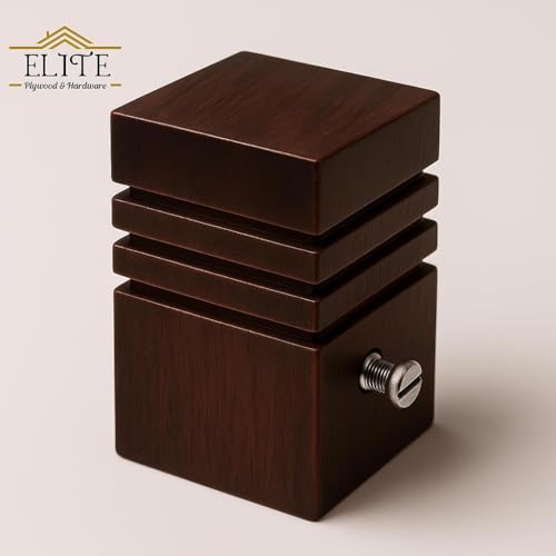 Image of Urban Elite Premium Curtain End Cap - Elegant Decorative Rod Finial for Window Drapes, Smooth Finish, Durable & Stylish, Perfect for Home & Office Decor (Full Wooden Square Dark, Wooden, Medium)