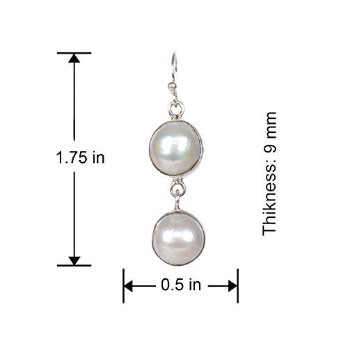 Silverwala 925-92.5 Sterling Silver Pearl Stone Hanging Earring for Women and Girls - Image 3