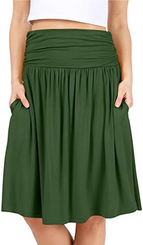 Olive Green Skirts for Women Olive Skirts Reg and Plus Size Knee Length Flowy Skirt Pull on Skirt Olive Green Aline Skirt Green Skirt (Size X-Small, Olive Green)