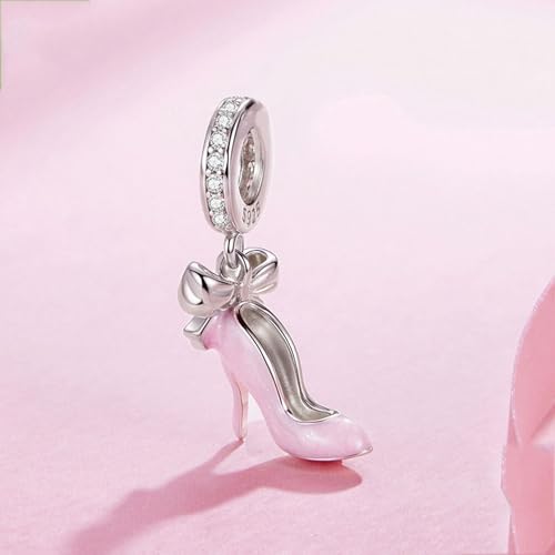 Image of Ballet Charm 925 Sterling Silver Dancer Shoes Anniversary Heart Pendant Family Birthstone Mom Dangle for Pandora Charm Bracelet