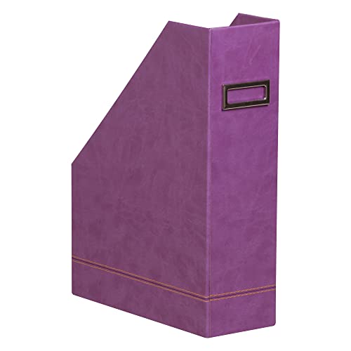 RHODIA-318930C-Purple-Magazine-Rack-10x25x31-cm-Orange-Saddle-Stitching-Faux-Leather-Exterior-Rhodiarama-Home-Office-Collection-Office-Organization-Design-Storage