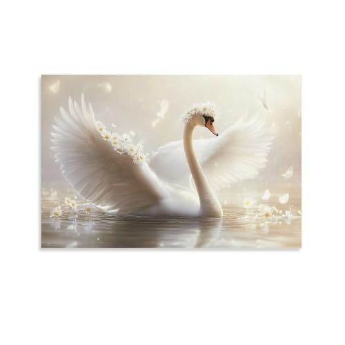 Impression sur toile Le Cygne Art grand tableau mural de 50x75cm