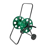 Crystals Garden Hose Reel Cart with Wheels – Heavy Duty Freestanding Portable 60m Hose Pipe Storage Trolley – Frost-Resistant Hose Holder for Outdoor Lawn, Yard, Patio & Garden Watering (Green)
