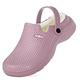 Zapatillas de Estar en casa Hombre Zuecos Mujer Invierno Zapatos de jardín Impermeable Pantuflas Forro Pelusa Caliente Zapatilla de Interior Morado-A 44EU