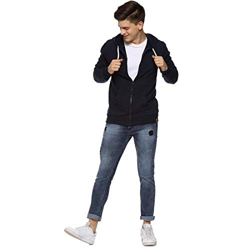 Image of Campus Sutra Men's Regular Fit Zipper Sweatshirt with Hoodie for Winter Wear | Full Sleeve | Cotton Sweatshirt | Casual Sweatshirt for Men|Western Stylish Sweatshirt for Man