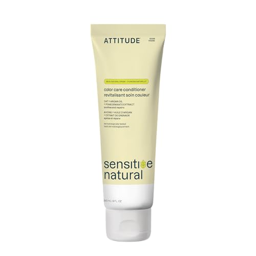ATTITUDE Hair Conditioner for Sensitive Dry Scalp, Soothing Oat, Protects Color, Naturally Derived Ingredients, Dermatologically Tested, Vegan Detangler, Color Care, 8 Fl Oz