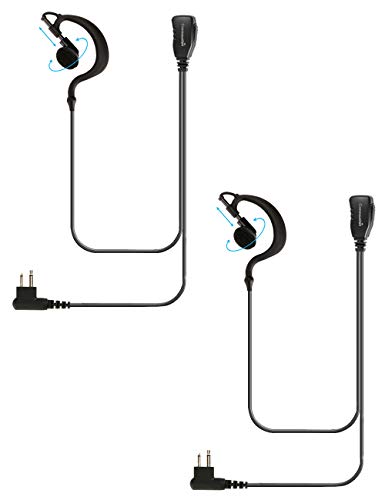 2 Pack Single Wire Earhook Earpiece with Reinforced Cable for Motorola Radios CLS1410