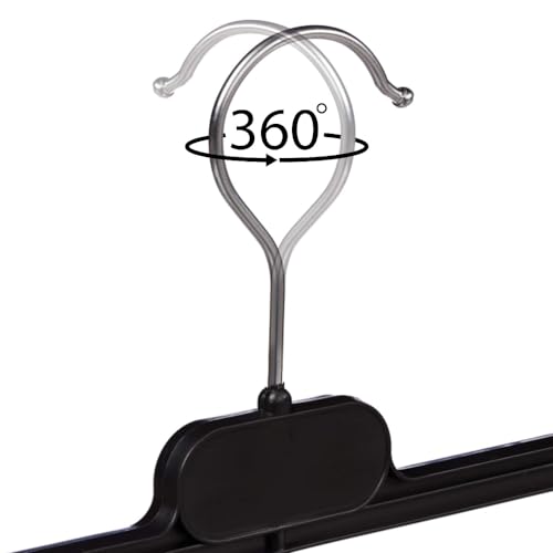 20 Stück Kleiderbügel mit schwarzen Kunststoffklammern, 34 cm, organisieren Sie Ihre Kleidungsstücke, Hosen und Röcke, Kleiderbügel mit Klammern, die Ordnung in Ihrem Kleiderschrank garantieren.