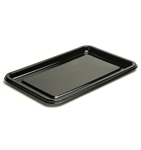Monouso | 10 Bandejas Rectangulares de Plástico, 35x24cm, Color Negro, Bandejas Reutilizables, Platos para Aperitivos, Catering o Eventos, Restaurante y Hostelería