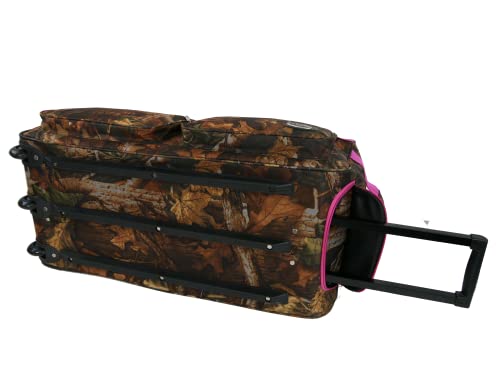 Large 30 Itch"E-Z Roll" Real Tree Hunting Rolling Duffel Bag/Printed Camouflage Wheel Bag(Pink Trim)2