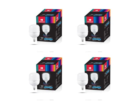 Image of Havells 50W High Wattage Led Bulb | High CRI & High Efficiency | Energy Efficient | Mercury-Free | 4KV Surge Protection | 100 Lumens Per Watt |Cool Day Light (6500K) B22D (Pack Of 4)