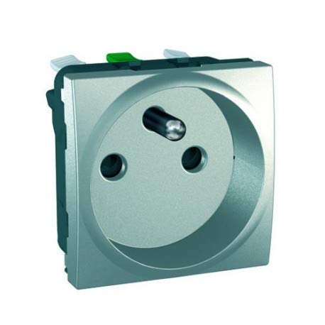 prise de courant 2p+t - alu - bornes auto - schneider unica
