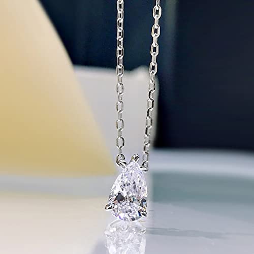 Collier pendentif d'anniversaire moissanite coupe poire argent 925