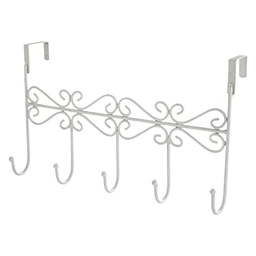 Yuxing Bro Lang Porte-cintres sur la Porte avec 5 Crochets Titulaire de Chapeau de Manteau en métal décoratif Fit for Le Bureau à la Maison Bro Lang (Color : White) Cover