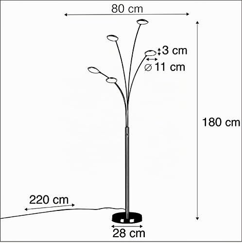Qazqa Diseño Lámpara de pie acero regulador-táctil LED - SIXTIES Trento Acero Alargada Incluye LED Max. 5 x 25 Watt