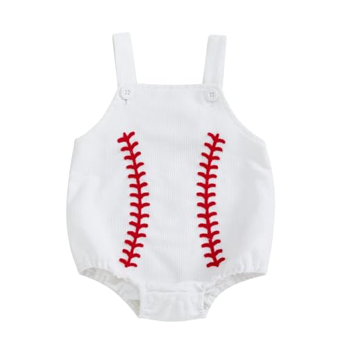 Infant Baby Boys Girls Overalls Sleeveless Baseball Embroidery Corduroy Romper Bodysuit Cute Newborn Outfit