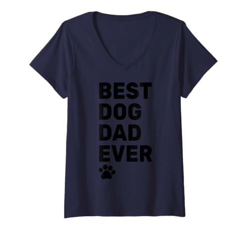 Donna Best Dog Dad Ever - Vintage Dog Daddy - Retro Doggy Father Maglietta con Collo a V