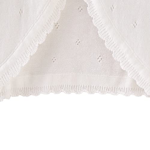 Baby Girls Cardigan Bolero Shrug Kids Knit Sweater Toddler Long Sleeve Dress Cover Up Button Closure Crochet Tops Clothes White #TOP2