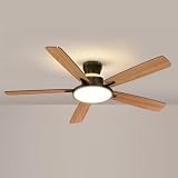 Atolit Ceiling Fans with Lights,52 inch,Quiet,Reversible Motor,Dimmable, Adjustable Color Temperature,6 Speeds,Timer, Low Profile Ceiling Fan for Bedroom,Living Room,Indoor/Outdoor Use (Black)
