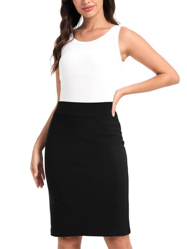 Women's Classic Fit Straight Pencil Skirt Stretch High Waist Knee OL Skirt4
