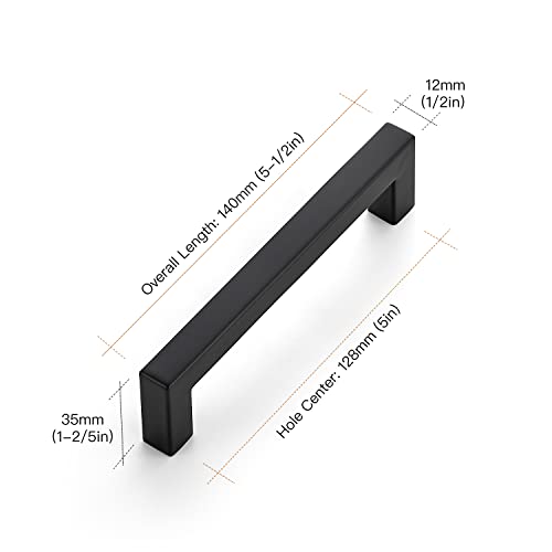 Ravinte 30 Pack 5 Inch Kitchen Square Cabinet Handles Matte Black Pulls Drawer Hardware for Cabinets Cupboard - Image 4