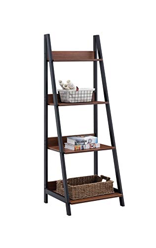 JJS Ladder Shelf, 4-Tier Display Bookcase, Industrial Rustic Ladder Bookshelf Plant Flower St