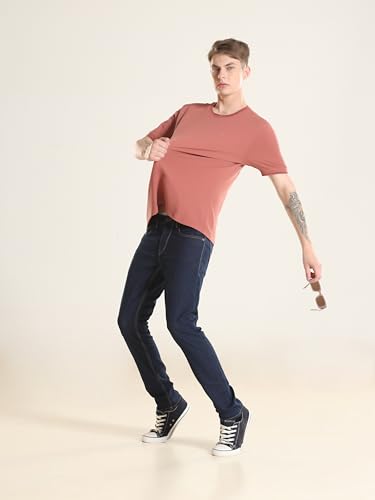 Image of TURMS Men's Ice Cool Tech Round Neck T-Shirt, Odor Control, Stretchable & Breathable, Cotton Rich Fabric, Half Sleeve
