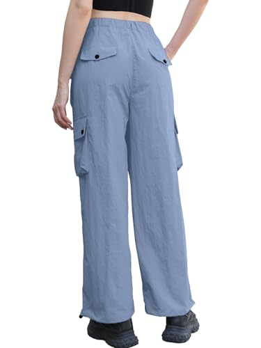 Image of Cromoncent Cargo Pants Girls & Women Parachute Pants Y2K Baggy Rave Clothes Waterproof with Pockets, 6 Years - 3XL