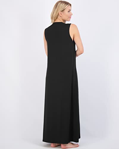 Real Essentials 3 Pack: Women's Soft Tank Nightgown Sleeveless Nightshirt Sleep Dress (Available In Plus Size)3