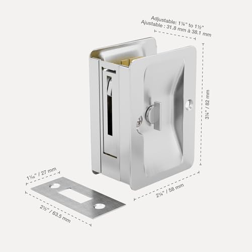 Image of Richelieu Onward Privacy Pocket Door Pull, Rectangular, Brushed Chrome