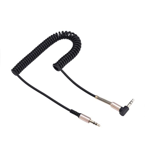 Socobeta Câble Audio 3.5mm mâle à mâle câble Aux à Ressort en Forme de L et en Forme de I Cordon rétractable pour écouteurs Audio de Voiture