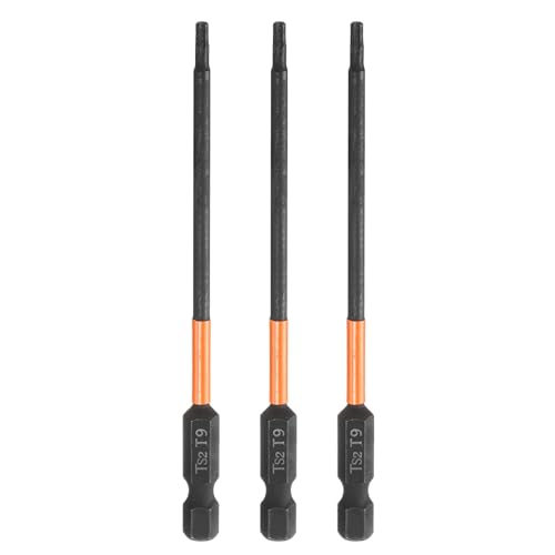 HARFINGTON T9 Torx Head Screwdriver Bit 4" Long 1/4" Hex Shank 3 Pcs