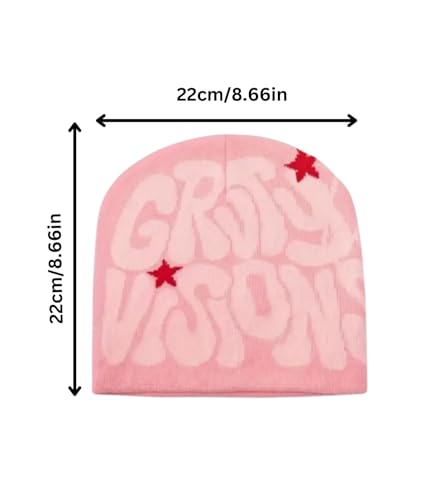 Image of Printed Beanie Hat, Beanies Y2K Winter Hats Streetwear Skull Cap Double-Layer Knitted Beanies Warm Knit Beanie, Hip Hop Streetwear Clothing