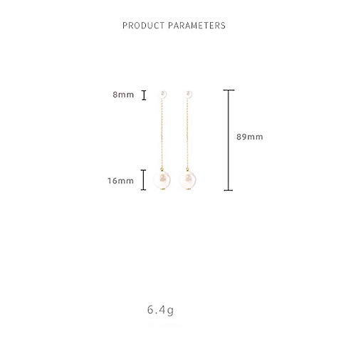 Double Sided Faux Pearl Tassel Dangle Stud Earrings For Women Girls S925 Sterling Silver Gold Plated Chain Drop Front Back Ear Jacket Ball Studs Fashion Unique Jewelry Dainty Gifts For Best Friends #TOP5