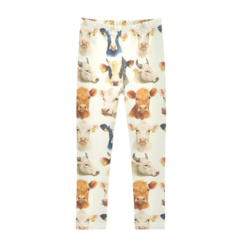KLL Cows Seamless Hand Drawn Watercolor Toddler Girls Cotton Leggings Casual High Waisted Pants Running