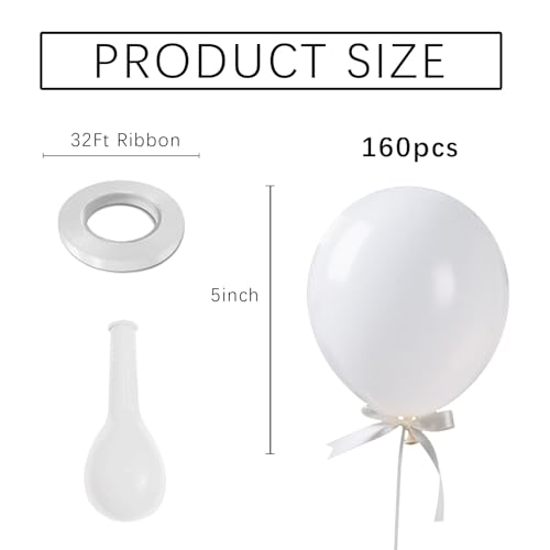 Image of White Balloons Birthday Decorations 160 Pack 5 inch Round Ballons for White Themed Wedding Graduation Birthday Party Backdrop 4th of July Decorations Independence Day