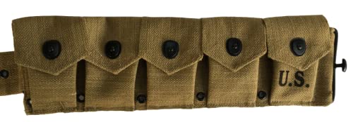U.s Army M1923 Rifle Cartridge Wwii Springfield M1 Garand 10 Pocket Canvas Ammunition Belt Bandolier #TOP2