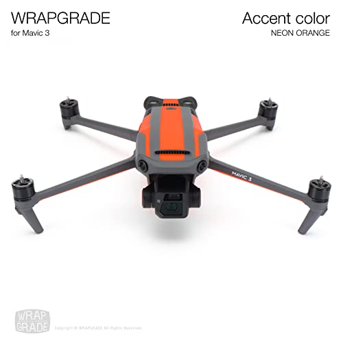Image of WRAPGRADE Partial Skin Stickers for DJI Mavic 3 / Mavic 3 Classic Accent Color (NEON ORANGE)