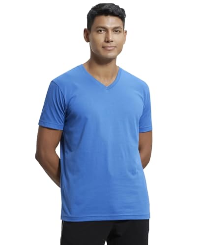 Image of Jockey 2726 Men's Super Combed Cotton Rich Solid V Neck Half Sleeve T-Shirt