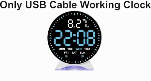 Image of Digital LED Alarm Clock with Large Display, Temperature & Date Display, Snooze Function, 12 /24 Hour Format, Night Light Base, Desk & Bedside Clock for Home Office (Moon Alarm Clock Blue)