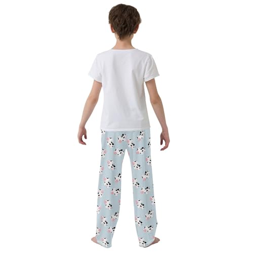 ZZXXB Lovely Milk Cow Pattern Boys Long Pants Soft Trousers Elastic Waist Kids Lounge Bottoms with Pockets S-XL3