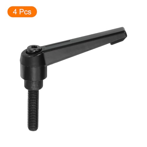 Image of uxcell 4Pcs M8 x 32mm Adjustable Knobs Handle Male Thread Push Button Ratchet Quick Release Locking Rotating Bolt for Lathe Machinery, Black