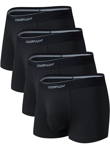 COLORFULLEAF Mens Underwear Soft Bamboo Rayon Trunks Comfortable Breathable Short Leg Boxer Briefs Underpants (4Black,M)