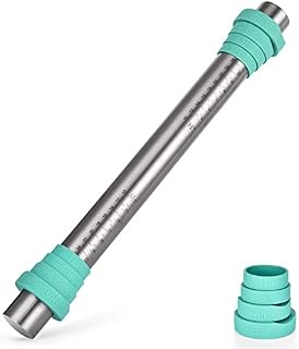 U-Taste 18/8 Stainless Steel Rolling Pins with Removable Silicone Rings for Pie Crust, Cookies, Pastry (Teal/Aqua Sky)