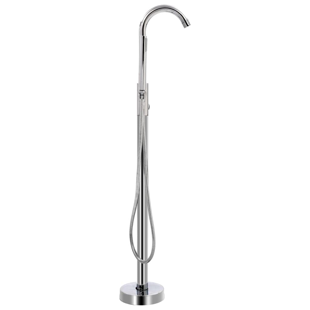 Wolnostojąca armatura wannowa ze stali nierdzewnej 118,5 cm z słuchawką prysznicową i wężem 150 cm, chromowana, wlew wanny, odpływ wody do łazienki