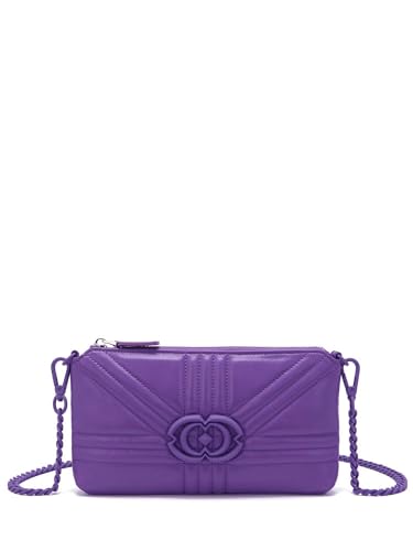 Mini bandoulière en cuir pour femme sac violet double compartiment