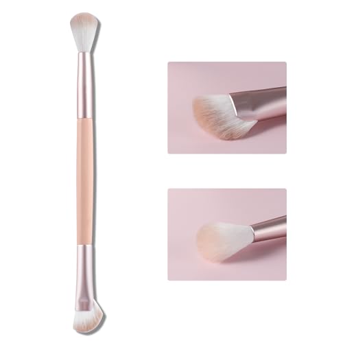 Dual-ended nose contouring brush, fan-shaped nose contouring makeup brush. Vegan synthetic makeup brush, ideal for blending liquids, creams, and pressed powders to achieve a smooth finish