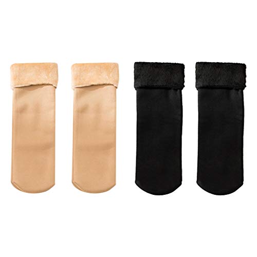 Bonarty 2 pares de meias femininas de pelúcia para usar no inverno